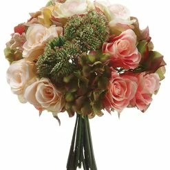 Promo 🌟 12 Pack: Pink & Green Hydrangea, Rose & Sedum Bouquet by Allstate 🤩