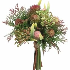Budget ⌛ Green & Burgundy Protea Thistle & Sedum Bouquet by Allstate ✔️