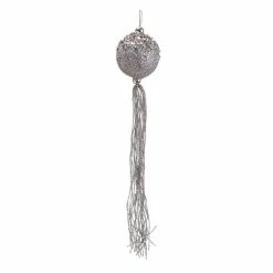 Best Sale 🔔 12" Glitter Silver 🔔 Christmas Ball Ornament with Tassels by Allstate ⌛
